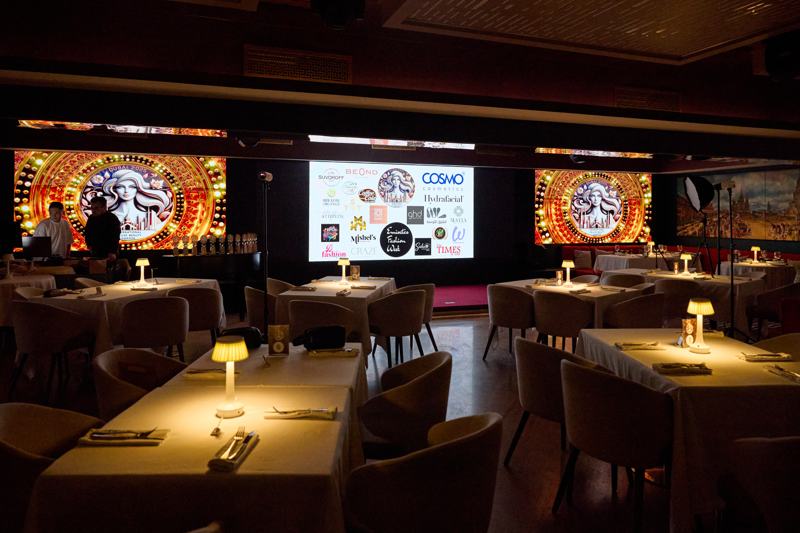Ceremony hall with partner screens before the show